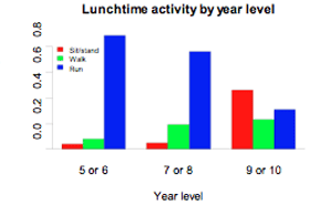 Lunchtime activity by year level.