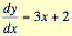 dy by dx equals three x plus two.